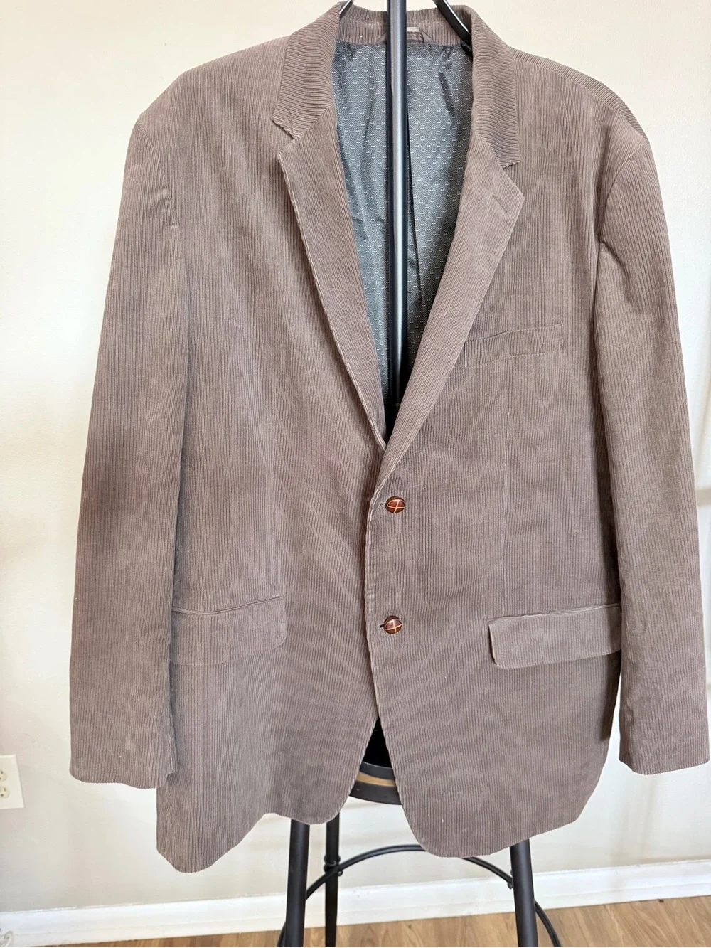 Tasso Elba Brown Corduroy Blazer - Classic Single-Breasted Jacket XL 50-52